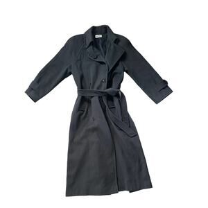 John‎ Weitz Forstmann Long Wool Belted Coat Women’s Large Overcoat Greenish Gray
